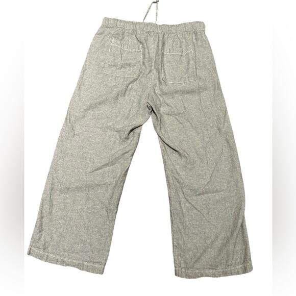 The GAP Women’s Large Striped Linen Viscose Wide Leg Elastic Waist Pants - Picture 2 of 8